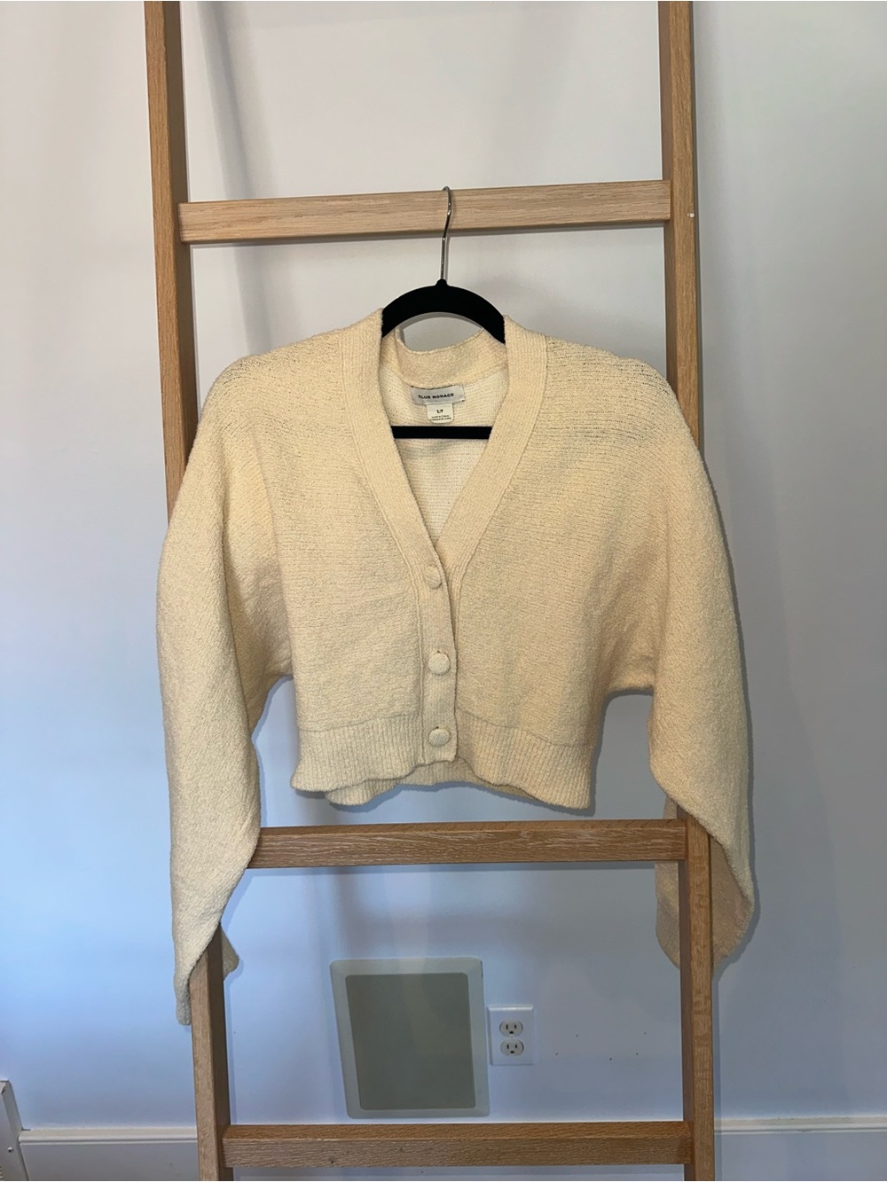Club Monaco Cream Cropped Button-Front Cardigan